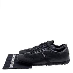 Prada Sport Black Leather And Nylon Low Top Sneakers Size 44