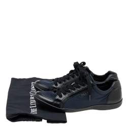 Pre Owned Prada Sport Navy Blue/Black Nylon And Leather Low Top Sneakers Size 37