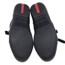 Pre Owned Prada Sport Navy Blue/Black Nylon And Leather Low Top Sneakers Size 37