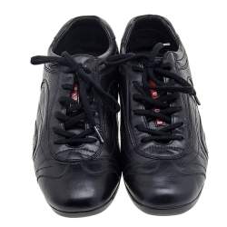 Prada Sport Black Leather Low Top Sneakers Size 43.5