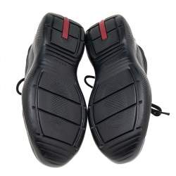 Pre Owned Prada Sport Black Leather And Knit Fabric Low Top Sneakers Size 41.5