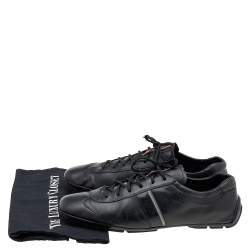 Pre Owned Prada Sport Black Leather Low Top Sneakers Size 45