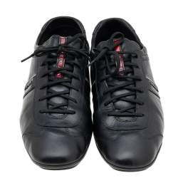 Pre Owned Prada Sport Black Leather Low Top Sneakers Size 45