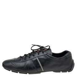 Pre Owned Prada Sport Black Leather Low Top Sneakers Size 45