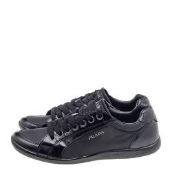 Prada Sport Black Leather And Nylon Low Top Sneakers Size 39.5
