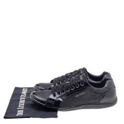 Prada Sport Black Leather And Nylon Low Top Sneakers Size 39.5