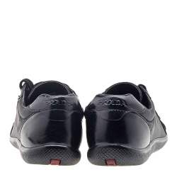 Prada Sport Black Leather And Nylon Low Top Sneakers Size 39.5