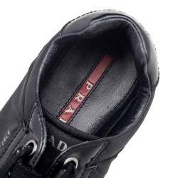 Prada Sport Black Leather And Nylon Low Top Sneakers Size 39.5
