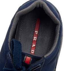 Prada Sport Navy Blue Nylon Low Top Sneakers Size 43