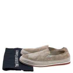 Pre Owned Prada Sport Grey Suede Espadrille Slip On Sneakers Size 42