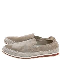 Pre Owned Prada Sport Grey Suede Espadrille Slip On Sneakers Size 42