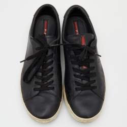 Pre Owned Prada Sport Black Leather Low Top Sneakers Size 42