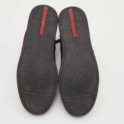 Pre Owned Prada Sport Black/Red Leather And Camo Print Nylon High Top Sneakers Size 42.5