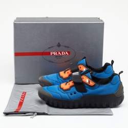 Pre Owned Prada Sport Multicolor Rubber And Nylon Velcro Strap Scuba Low Top Sneakers Size 41.5