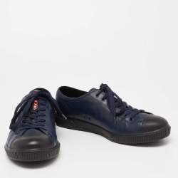 Pre Owned Prada Sport Navy Blue/Black Leather Lace-Up Sneakers Size 45.5