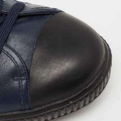 Pre Owned Prada Sport Navy Blue/Black Leather Lace-Up Sneakers Size 45.5