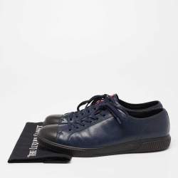 Pre Owned Prada Sport Navy Blue/Black Leather Lace-Up Sneakers Size 45.5
