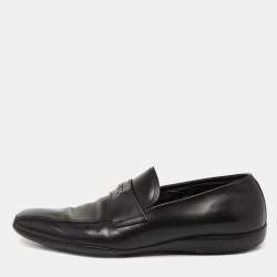 Prada Sport Black Leather Slip-On Loafers Size 42
