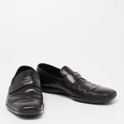Prada Sport Black Leather Slip-On Loafers Size 42