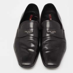 Prada Sport Black Leather Slip-On Loafers Size 42