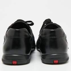 Pre Owned Prada Sport Black/Navy Blue/Black Leather And Nylon Low Top Sneakers Size 42.5