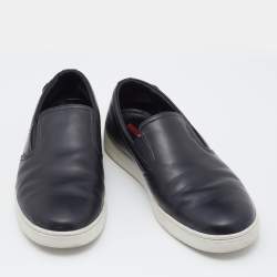 Pre Owned Prada Sport Black Leather Slip On Sneakers Size 41