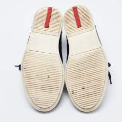 Pre Owned Prada Sport Navy Blue Nylon And Leather Mid Top Sneakers Size 43.5