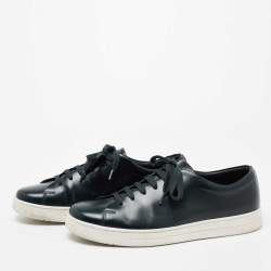 Prada Sport Dark Green Leather Low Top Sneakers Size 42
