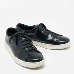 Prada Sport Dark Green Leather Low Top Sneakers Size 42