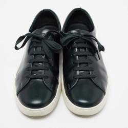 Prada Sport Dark Green Leather Low Top Sneakers Size 42