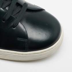 Prada Sport Dark Green Leather Low Top Sneakers Size 42