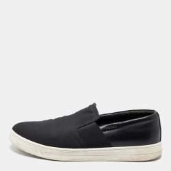 Prada Sport Black Canvas and Leather Slip-On Sneakers Size 42