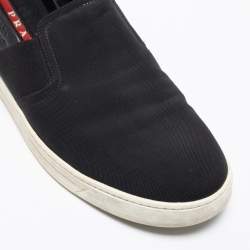 Prada Sport Black Canvas and Leather Slip-On Sneakers Size 42