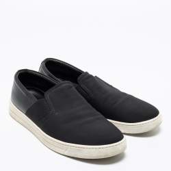 Prada Sport Black Canvas and Leather Slip-On Sneakers Size 42
