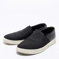 Prada Sport Black Canvas and Leather Slip-On Sneakers Size 42