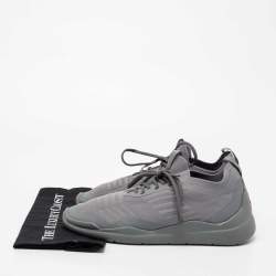Pre Owned Prada Sport Grey Knit Fabric Low Top Sneakers Size 43