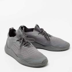 Pre Owned Prada Sport Grey Knit Fabric Low Top Sneakers Size 43