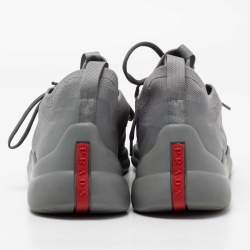 Pre Owned Prada Sport Grey Knit Fabric Low Top Sneakers Size 43