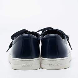 Pre Owned Prada Sport Navy Blue Leather Low Top Sneakers Size 43.5
