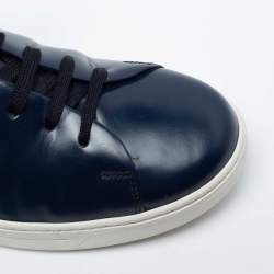 Pre Owned Prada Sport Navy Blue Leather Low Top Sneakers Size 43.5
