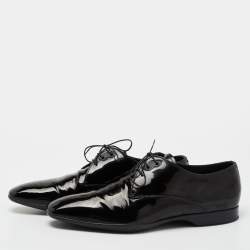 Pre Owned Prada Sport Black Patent Leather Lace-Up Derby Size 45