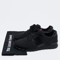 Pre Owned Prada Sport Black Canvas and Leather Low-Top Sneakers Size 42
