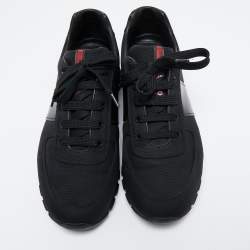 Pre Owned Prada Sport Black Canvas and Leather Low-Top Sneakers Size 42