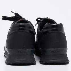 Pre Owned Prada Sport Black Canvas and Leather Low-Top Sneakers Size 42