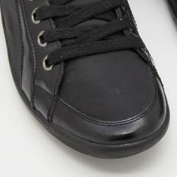 Pre Owned Prada Sport Black Nylon And Leather Lace Up Low Top Sneakers Size 40.5