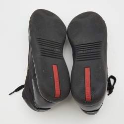 Pre Owned Prada Sport Black Nylon And Leather Lace Up Low Top Sneakers Size 40.5