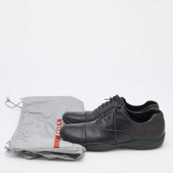 Prada Sport Black Leather Low Top Sneakers Size 40