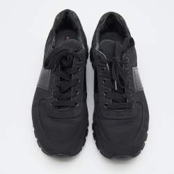 Pre Owned Prada Sport Black Leather And Fabric Low Top Sneakers Size 40