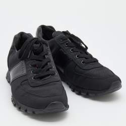 Pre Owned Prada Sport Black Leather And Fabric Low Top Sneakers Size 40