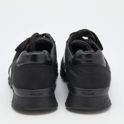 Pre Owned Prada Sport Black Leather And Fabric Low Top Sneakers Size 40